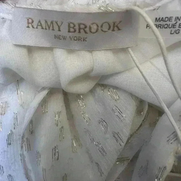 Ramy Brook Boho Gold and White Silk Blouse NWT Size L ♥️ - Picture 4 of 7